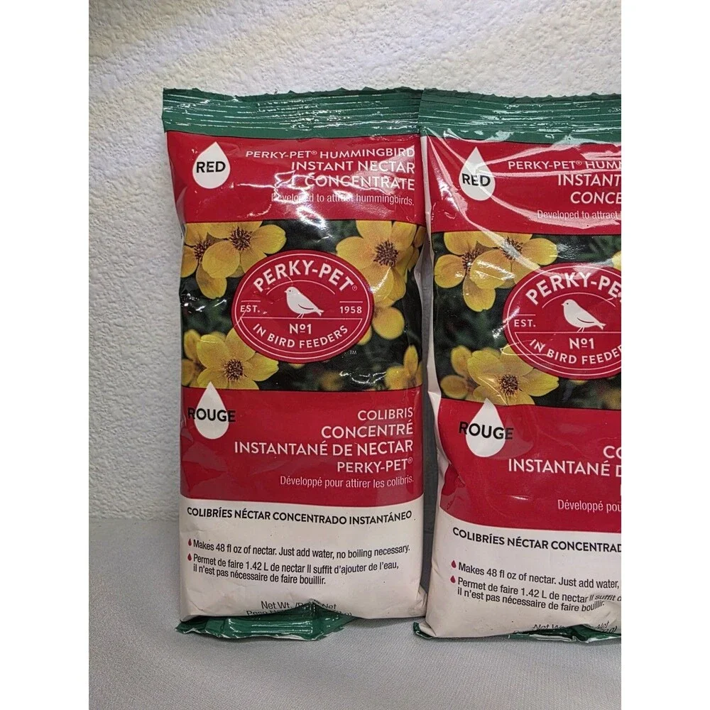 Lot Of 3 Perky-Pet Humingbird Food Instant Nectar Concentrate Powder Red